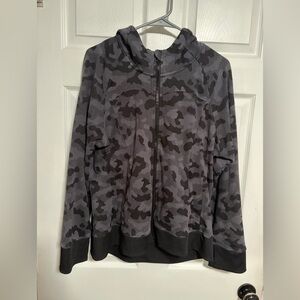 Zyia Gray & Black Camo Zip Hoodie